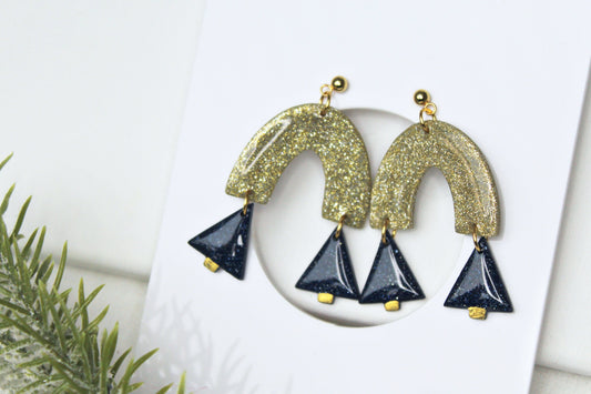 Christmas Earrings, Polymer Clay Earrings, Christmas Tree Earrings, Statement Earrings, Glitter Earrings, Elegant Earrings, Handmade, Gift