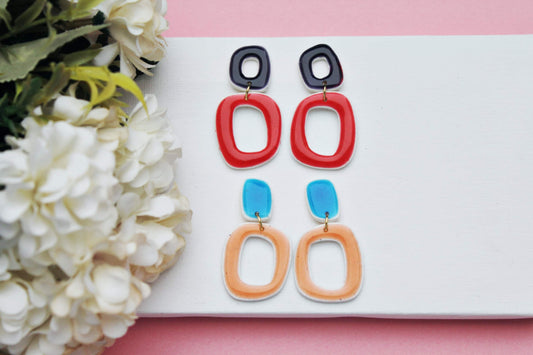 Organic Shape Earrings, Summer Earrings, Open Drop Earrings, Statement Earrings, Modern Earrings, Ceramic, Polymer Clay Earrings, Faux Stone