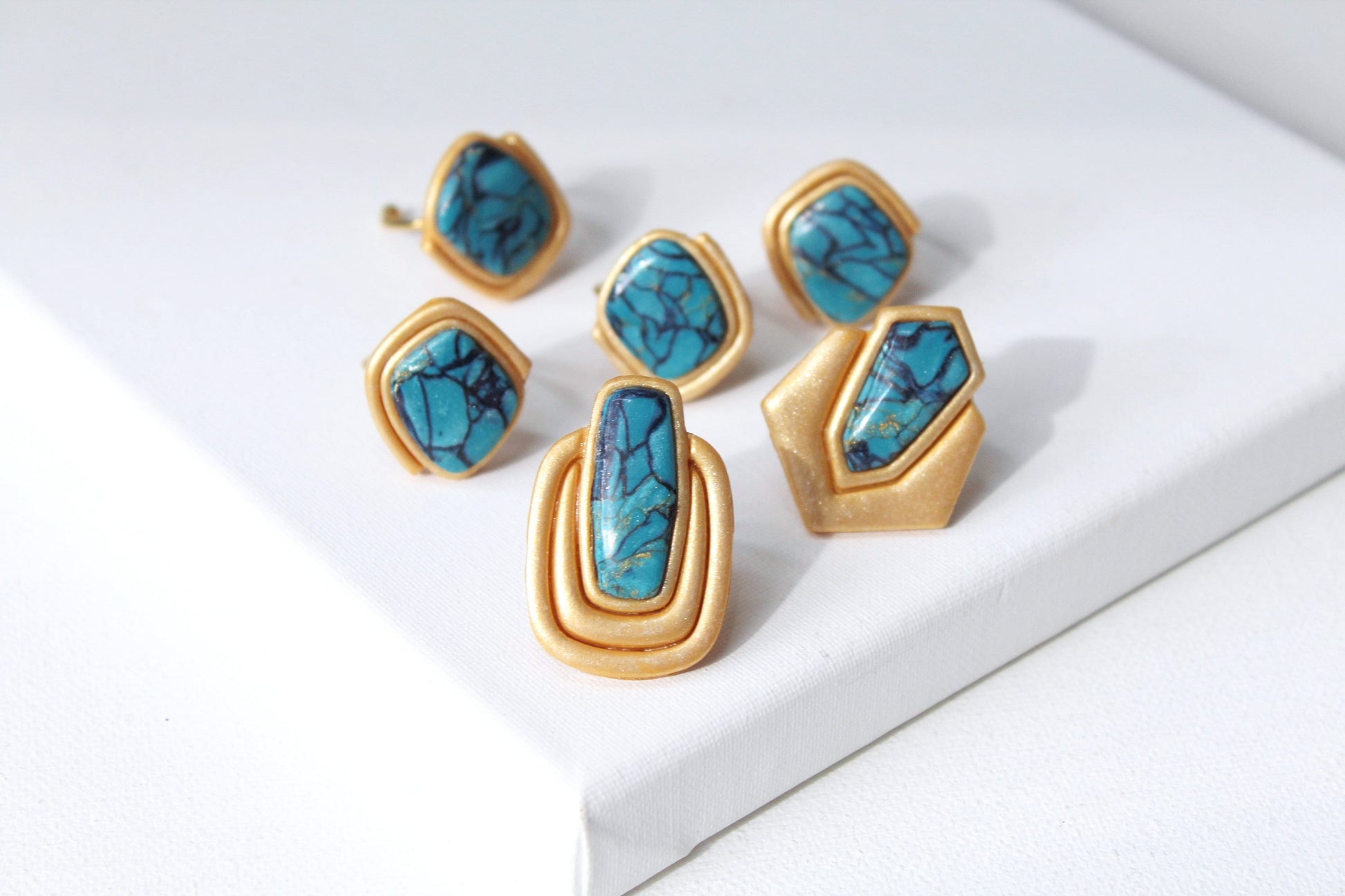 Turquoise Ring, Statement Summer Ring , Handmade Jewelry, Aqua Ring, Marble Clay Jewelry, Elegant, Turquoise Rings, Gift, Polymer Clay Ring