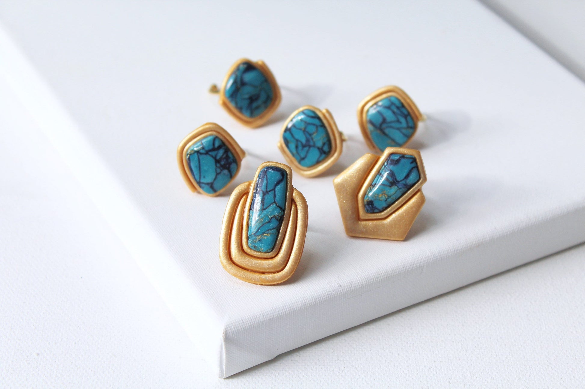 Turquoise Ring, Statement Summer Ring , Handmade Jewelry, Aqua Ring, Marble Clay Jewelry, Elegant, Turquoise Rings, Gift, Polymer Clay Ring