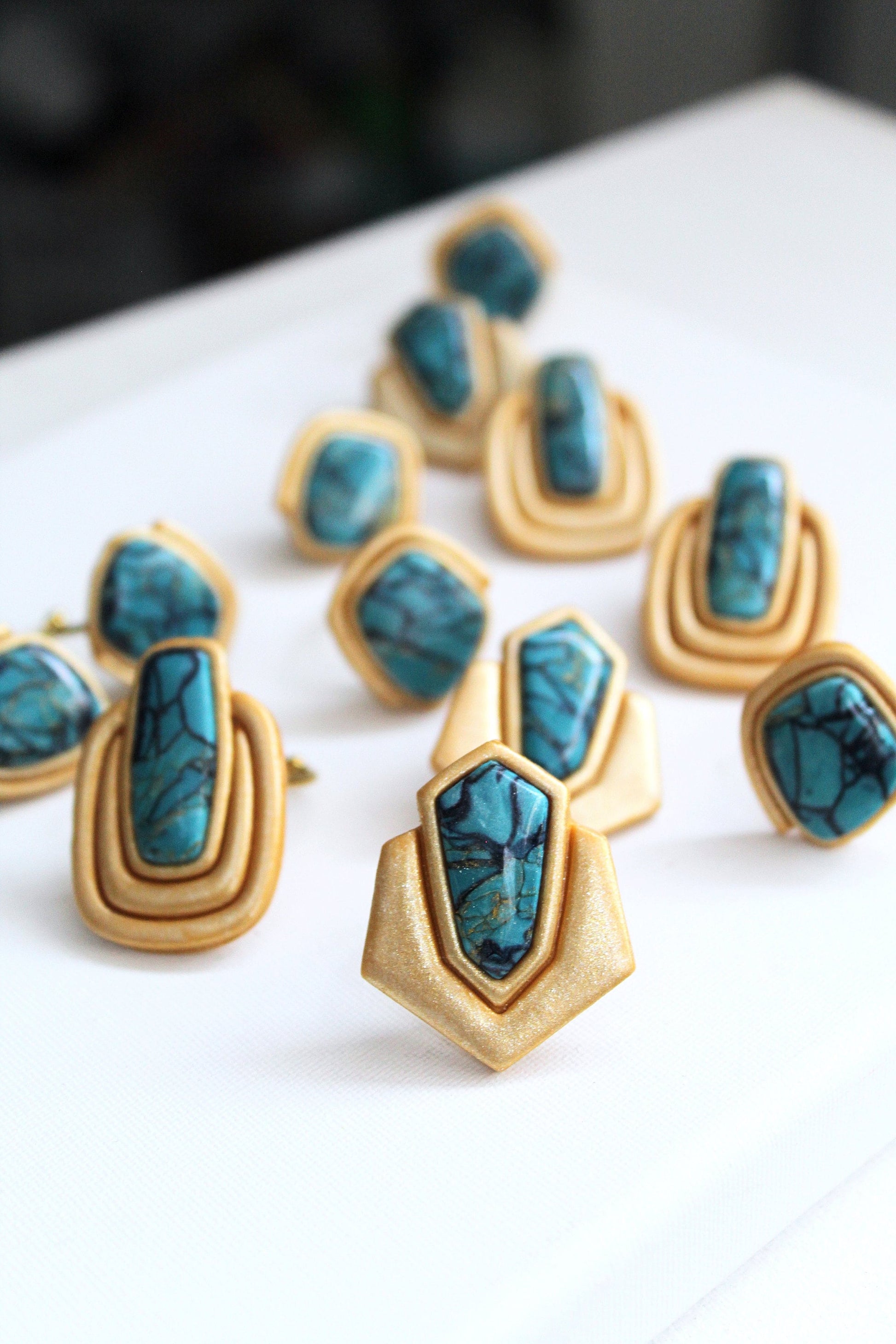 Turquoise Ring, Statement Summer Ring , Handmade Jewelry, Aqua Ring, Marble Clay Jewelry, Elegant, Turquoise Rings, Gift, Polymer Clay Ring