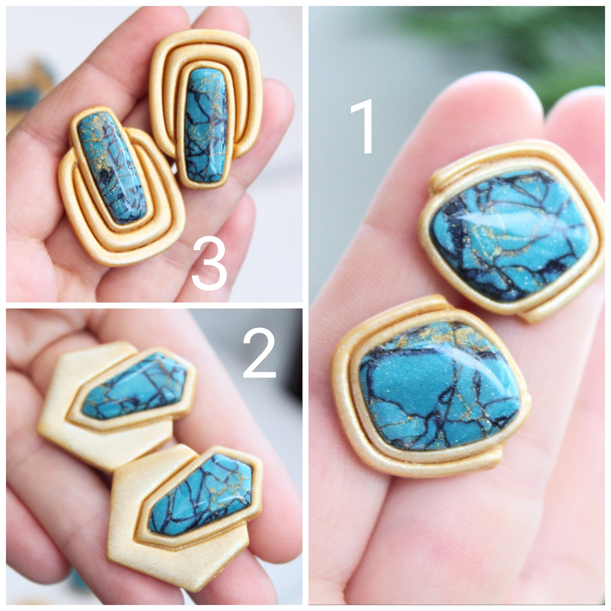 Turquoise Ring, Statement Summer Ring , Handmade Jewelry, Aqua Ring, Marble Clay Jewelry, Elegant, Turquoise Rings, Gift, Polymer Clay Ring