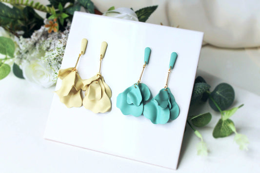 Handmade Earrings, Petal Earrings, Flower Earrings, Statement Earrings, Rose Petal Earrings, Floral Dangle Earrings, Floral, Boho Rose Petal