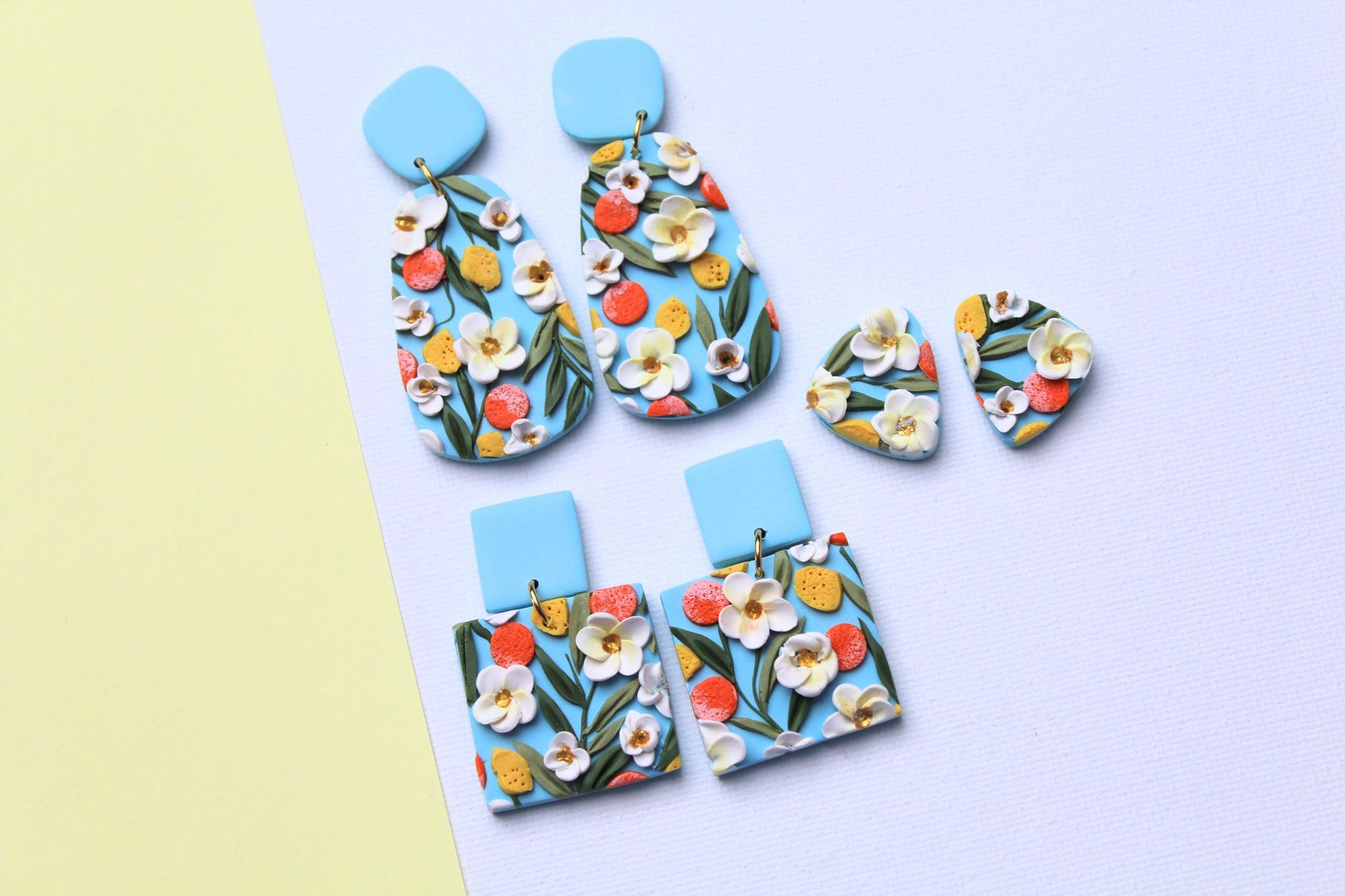 Spring Earrings, Orange and Lemon Earrings, Statement Earrings, Polymer Clay Earrings, Oranges Earrings, Fruit Dangle Earrings,Handmade,Gift