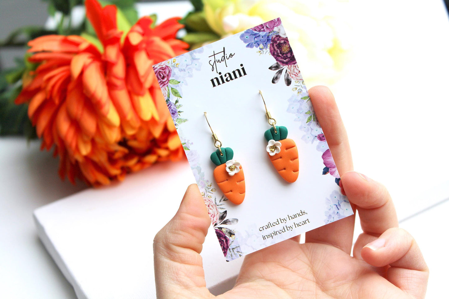 Carrot Earrings, Easter Earrings, Easter Dangle Earrings, Easter Gift, Polymer Clay Earrings, Spring Earrings, Handmade Gift, Cute Earrings