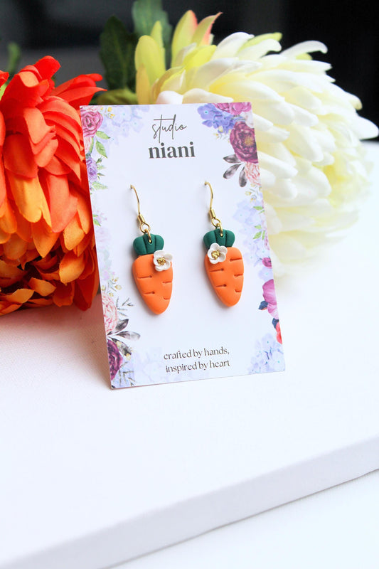 Carrot Earrings, Easter Earrings, Easter Dangle Earrings, Easter Gift, Polymer Clay Earrings, Spring Earrings, Handmade Gift, Cute Earrings