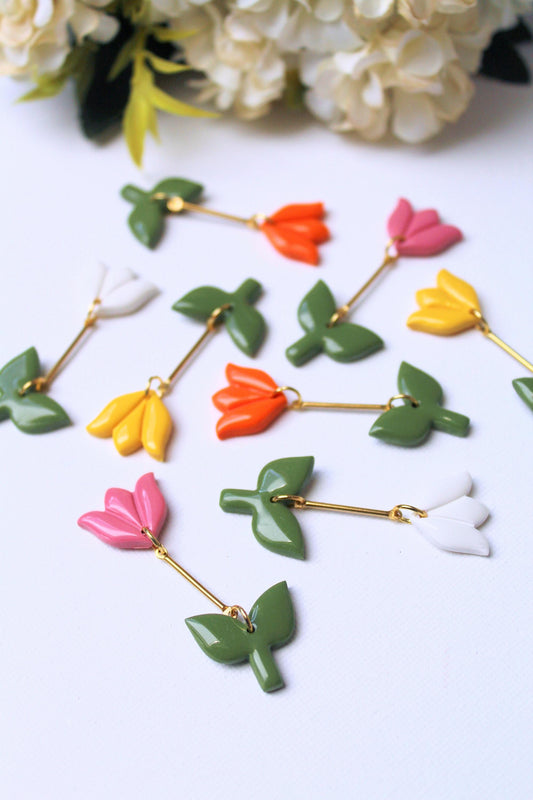Tulip Earrings, Cute Dangle Earrings, Polymer Clay Earrings, Statement Earrings, Clay Earrings, Spring Earrings, Flower Earrings, Handmade
