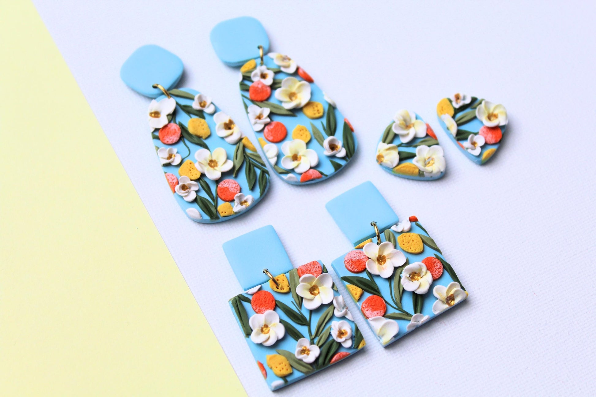 Spring Earrings, Orange and Lemon Earrings, Statement Earrings, Polymer Clay Earrings, Oranges Earrings, Fruit Dangle Earrings,Handmade,Gift