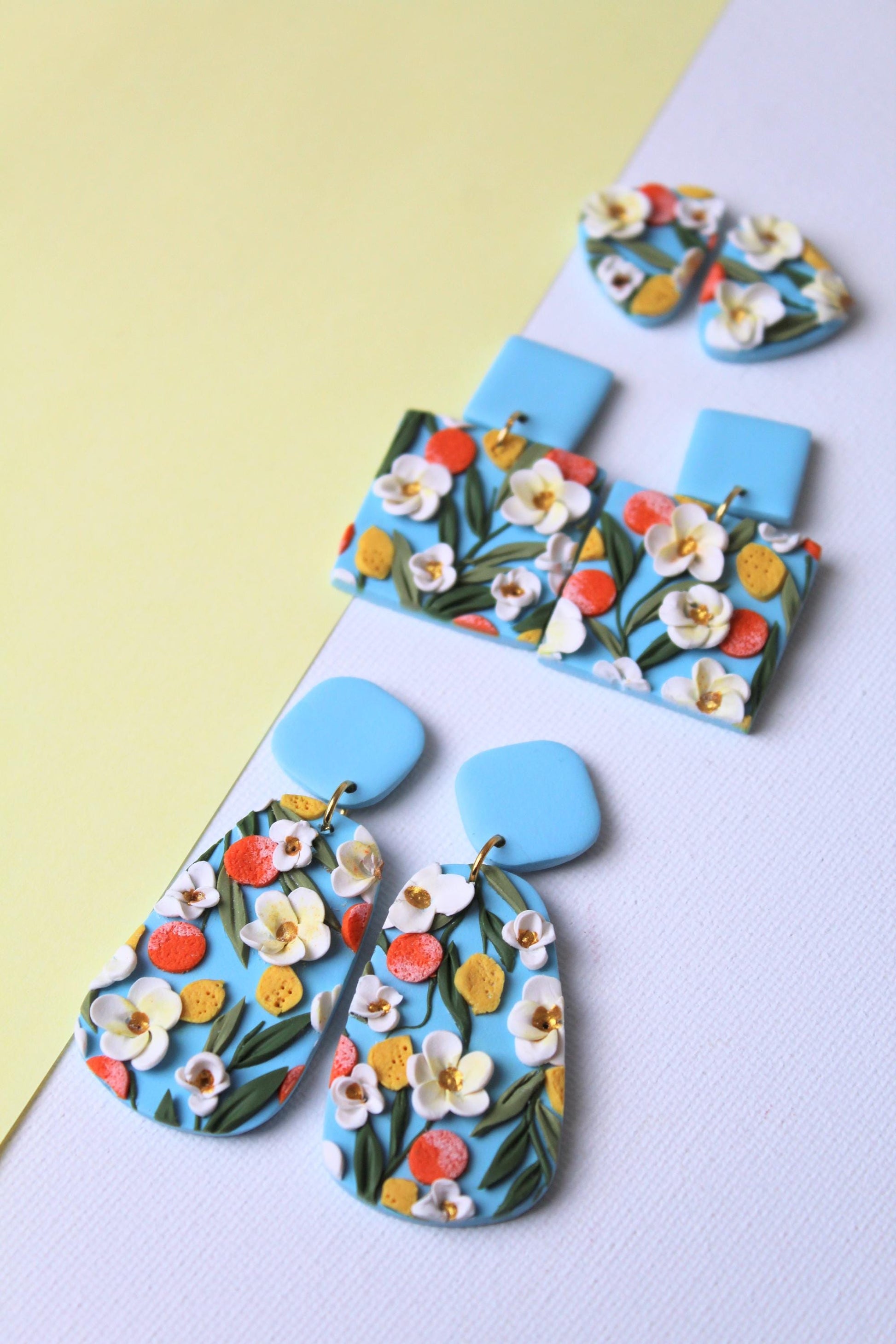 Spring Earrings, Orange and Lemon Earrings, Statement Earrings, Polymer Clay Earrings, Oranges Earrings, Fruit Dangle Earrings,Handmade,Gift