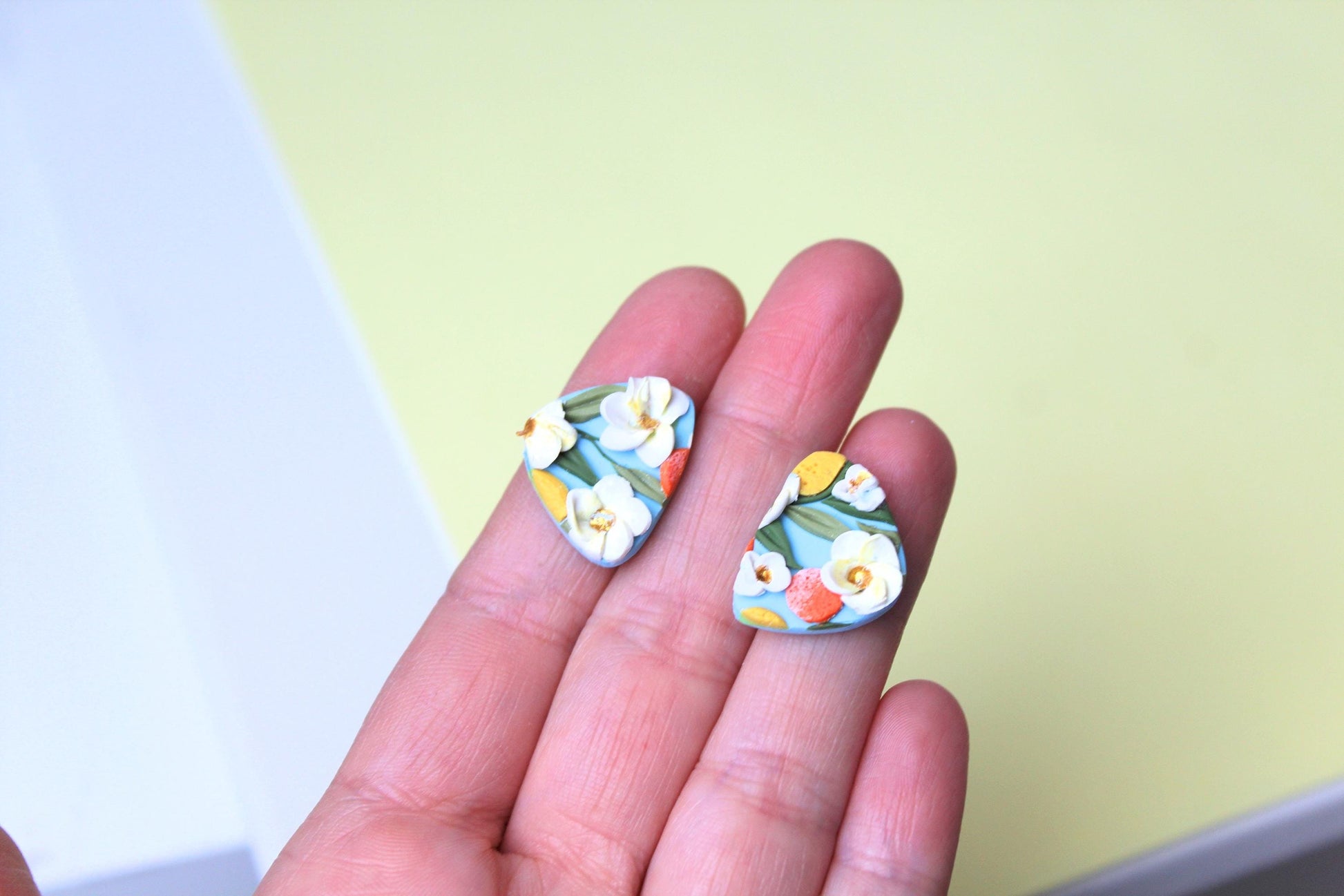 Spring Earrings, Orange and Lemon Earrings, Statement Earrings, Polymer Clay Earrings, Oranges Earrings, Fruit Dangle Earrings,Handmade,Gift