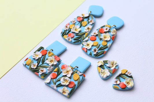 Spring Earrings, Orange and Lemon Earrings, Statement Earrings, Polymer Clay Earrings, Oranges Earrings, Fruit Dangle Earrings,Handmade,Gift
