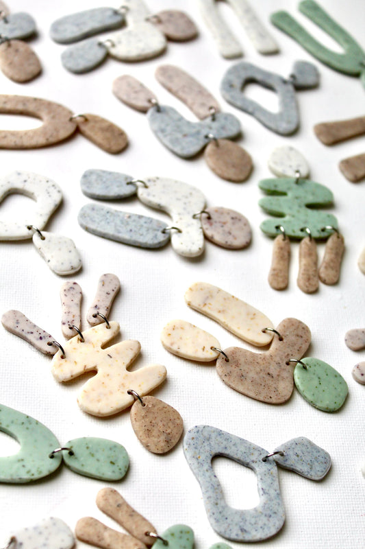 Artsy Boho Earrings, Contemporary, Statement Earrings, Stone Jewelry, Boho,Modern Dangle Earrings,Polymer Clay Jewelry,Unique Artsy Earrings