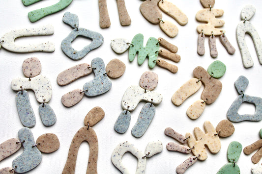 Artsy Boho Earrings, Contemporary, Statement Earrings, Stone Jewelry, Boho,Modern Dangle Earrings,Polymer Clay Jewelry,Unique Artsy Earrings