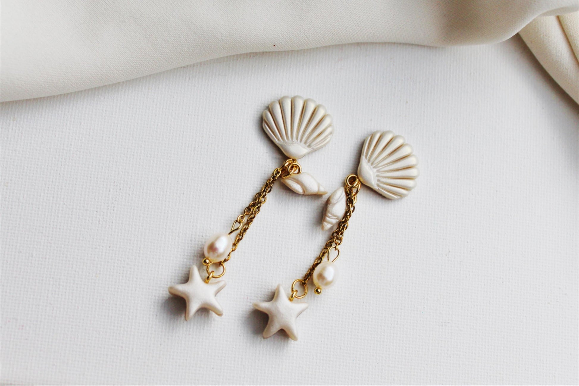 Pearl Earrings, Shell and Pearl Dangle Earrings, Handmade Pearls Earrings, Gift for Her, Drop Earrings, Elegant Earrings, Summer Earrings