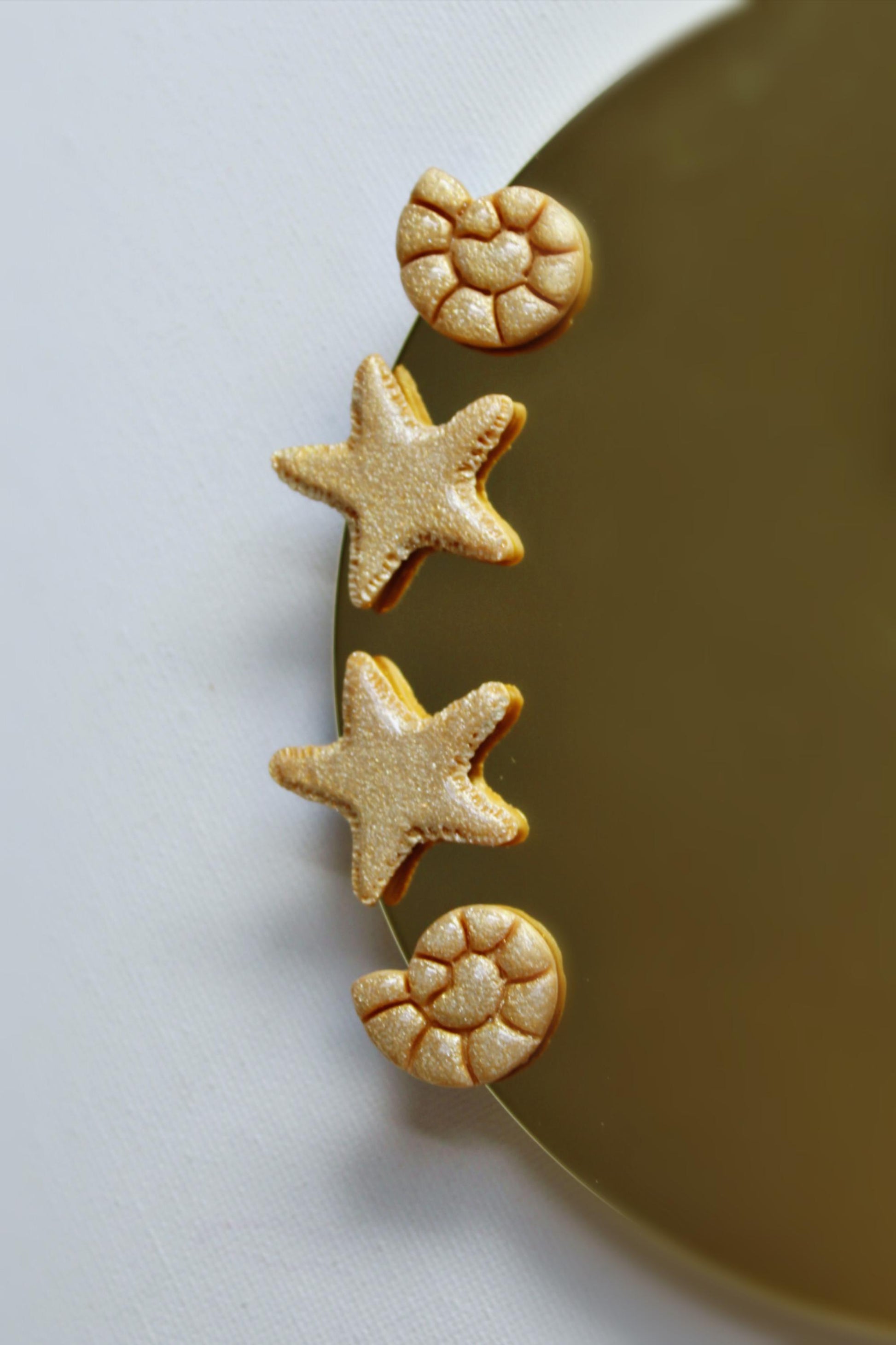Seashell Stud Earrings SET, Summer Stud Earring Set, Polymer Clay Stud Earrings, Stud Pack, Summer Earrings,Handmade,Stud Set, Gold Starfish