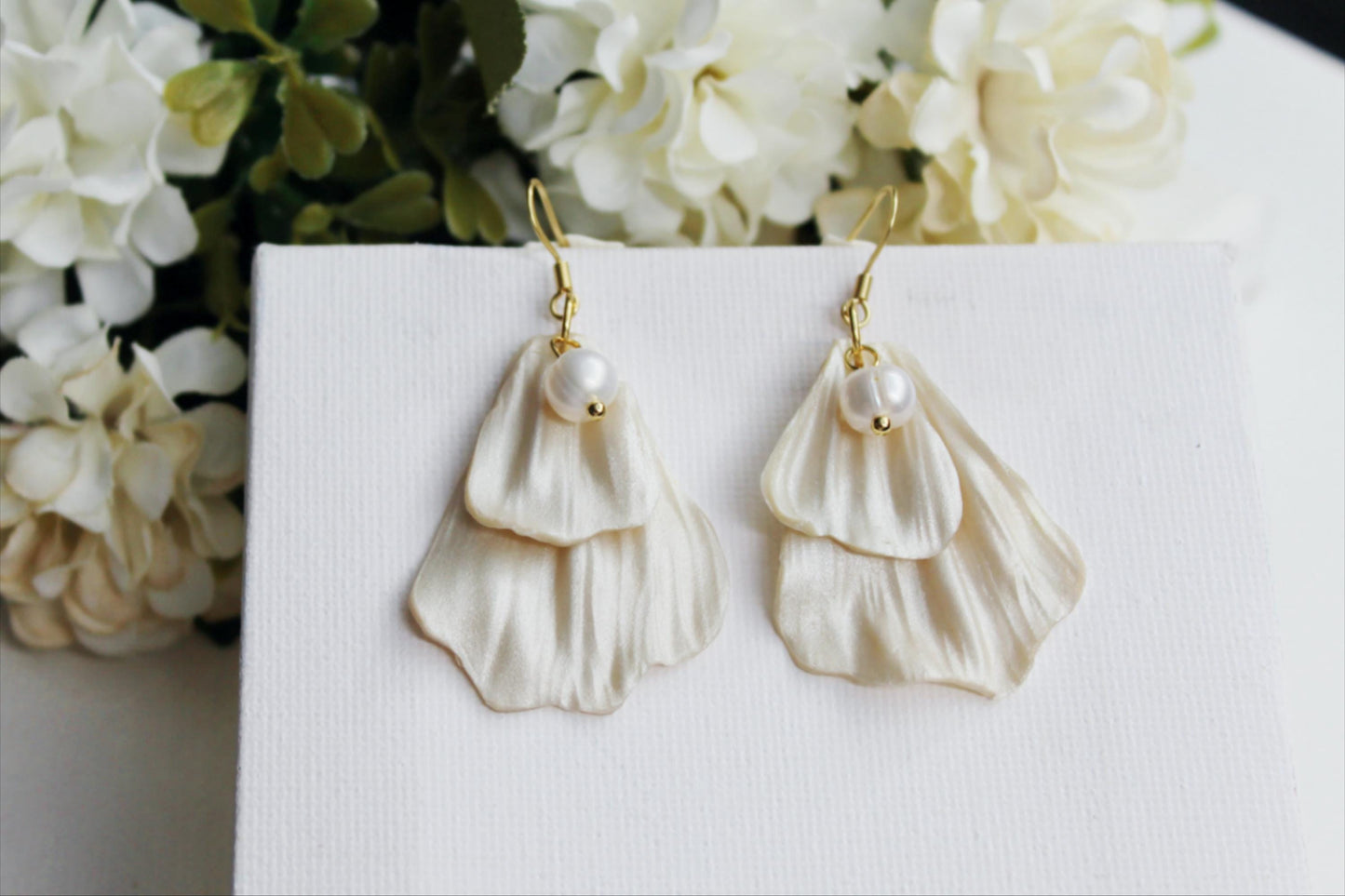 Pearl Earrings, Leaf and Pearl Earrings, Elegant Dangle Earrings, Polymer Clay Earrings, Leaf Dangle, Clay, Statement Earrings, Handmade