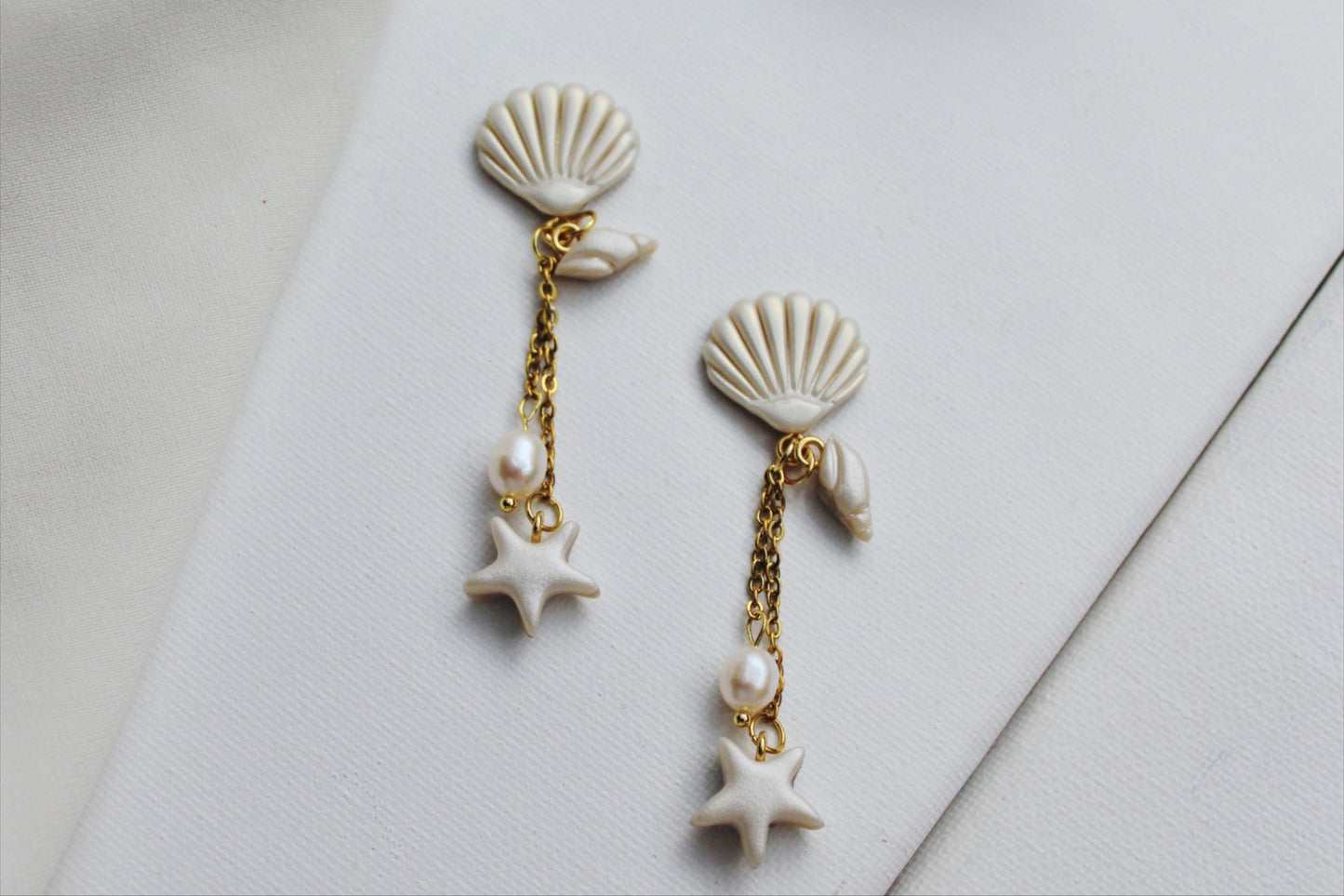 Pearl Earrings, Shell and Pearl Dangle Earrings, Handmade Pearls Earrings, Gift for Her, Drop Earrings, Elegant Earrings, Summer Earrings