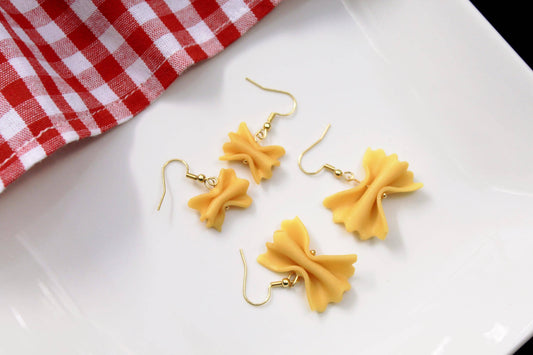 Pasta Earrings, Farfalle Earrings, Farfalle Pasta Earrings, Handmade Polymer Clay Pasta Earrings, Cute Food Jewelry, Polymer Clay Earrings