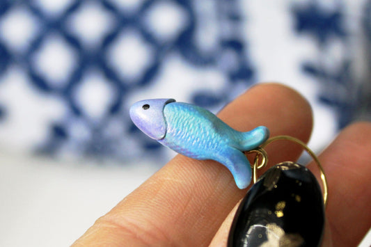 Sardine Hoop Earrings, Summer Earrings, Handmade Polymer Clay Fish Earrings, Minimal Ocean Jewelry, Polymer Clay Food Jewelry, Summer Gift