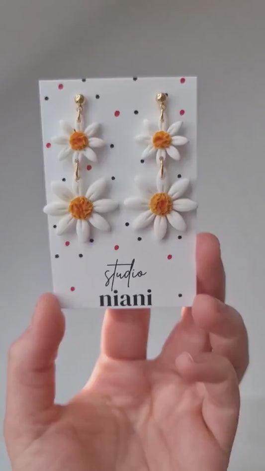 Daisy Earrings, Spring Earrings, Polymer Clay Earrings, Flower Earrings, Floral Earrings,Cute Earrings, Daisy Statement Earrings, Handmade