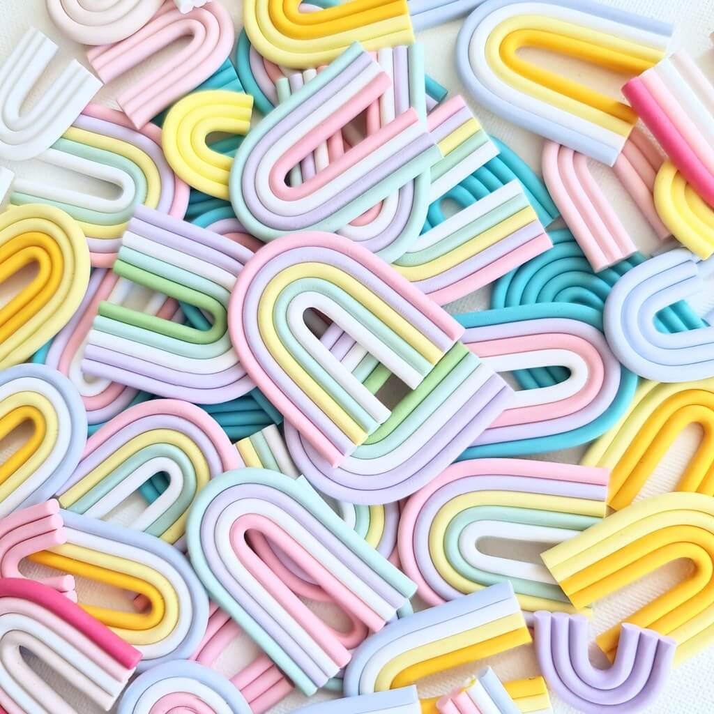 rainbow earrings, polymer clay earrings, modern jewelry