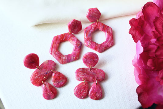 Pink Statement Earrings, Faux Stone Earrings, Modern Earrings