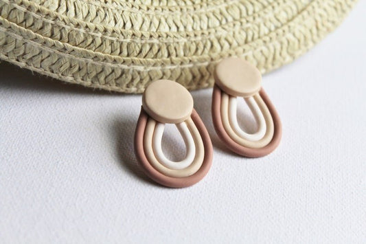 Boho Earrings Studs, Retro Earrings, Rainbow Studs, Polymer Clay Earrings, Aesthetic, Every day Earrings - Studio Niani