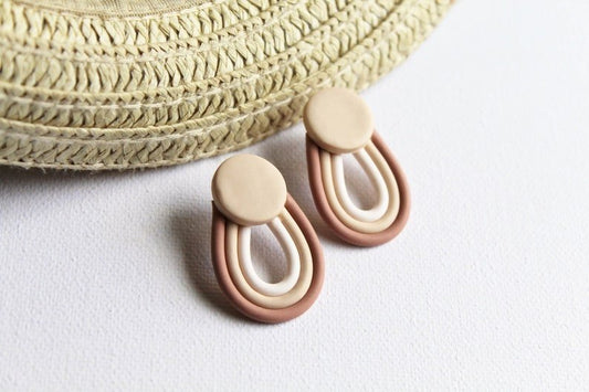 Boho Earrings Studs, Retro Earrings, Rainbow Studs, Polymer Clay Earrings, Aesthetic, Every day Earrings - Studio Niani