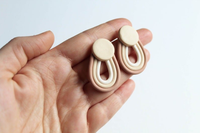 Boho Earrings Studs, Retro Earrings, Rainbow Studs, Polymer Clay Earrings, Aesthetic, Every day Earrings - Studio Niani