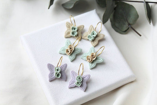 Butterfly Earrings, Polymer Clay Earrings Perfect for Spring and Summer, 18K gold plated hoops - Studio Niani