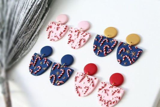Christmas Candy Earrings, Christmas Earrings, Polymer Clay Earrings - Studio Niani
