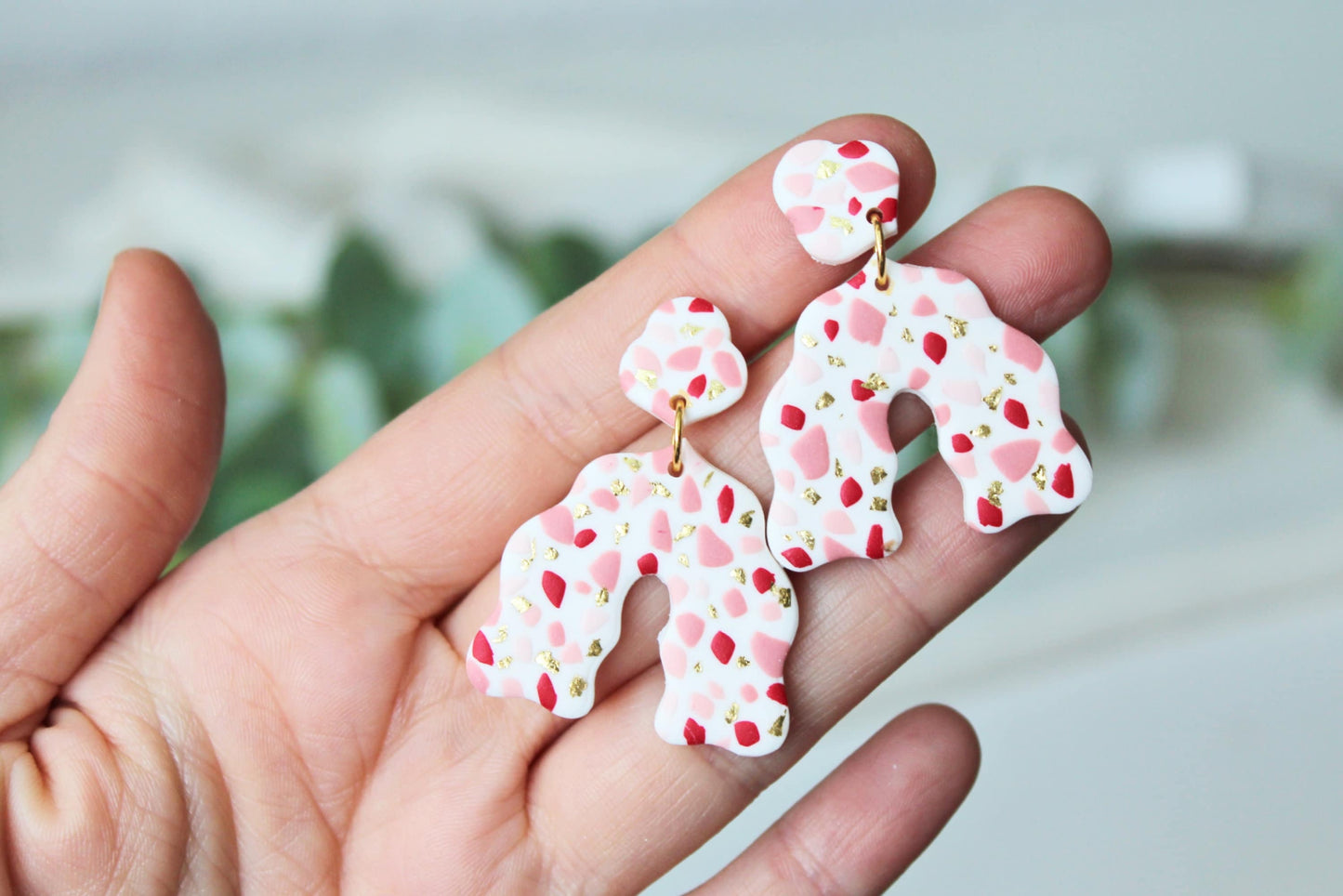 Terrazzo Earrings, Polymer Clay Earrings, Valentine's Day Earrings, Clay Earrings, Floral Earrings, Cute Earrings, Handmade Earrings, Gift