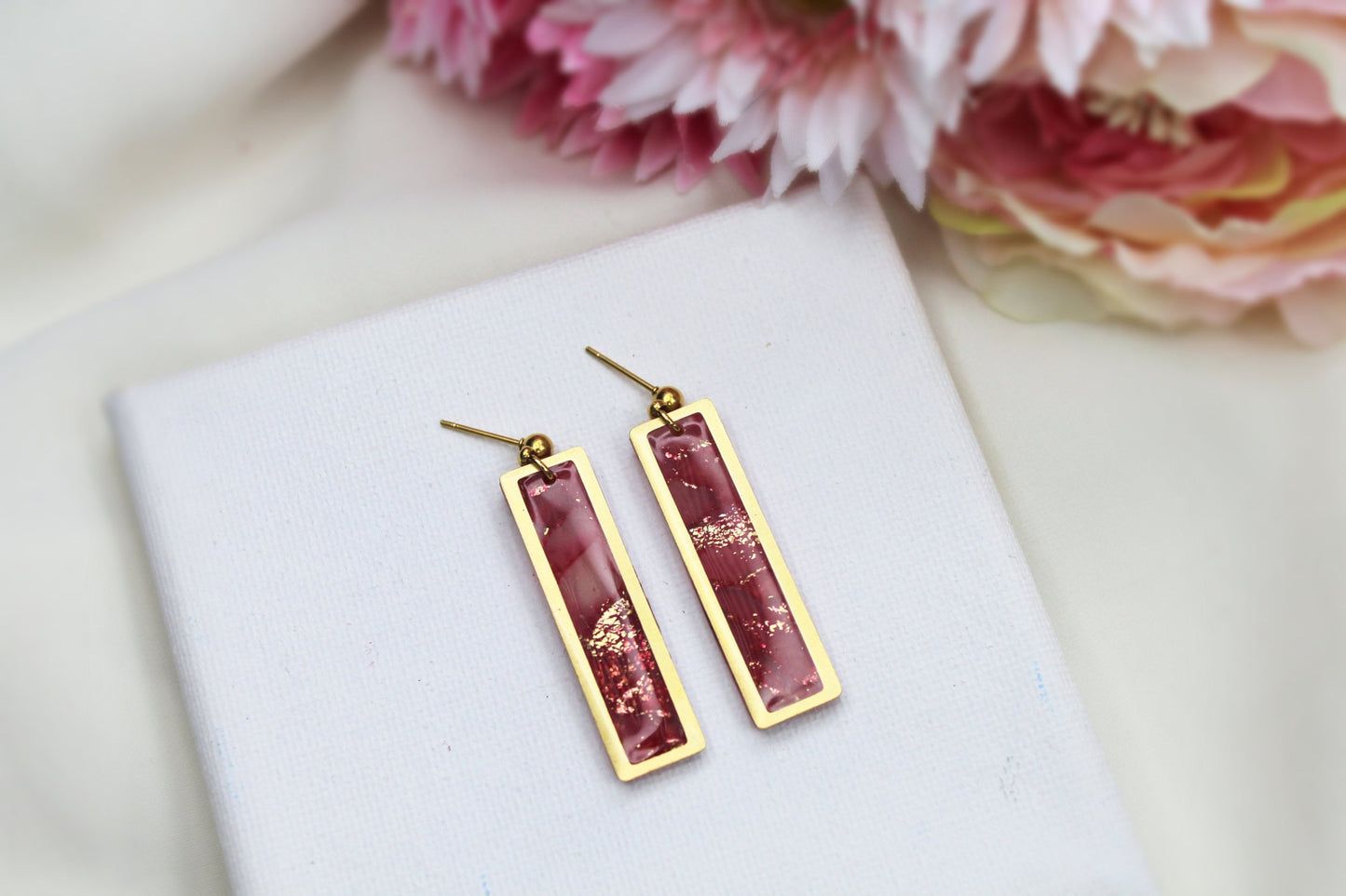 Heart Earrings, Geometric Earrings, Statement Earrings, Marble Clay Earrings, Elegant Earrings, Clay Earrings, Aesthetic, Handmade Earrings