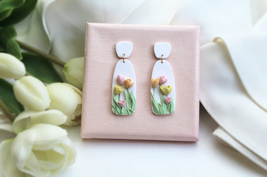 Tulip Earrings, Polymer Clay Earrings, Statement Earrings, Clay Earrings, Spring Earrings, Flower Earrings, Floral Dangle Earrings, Handmade