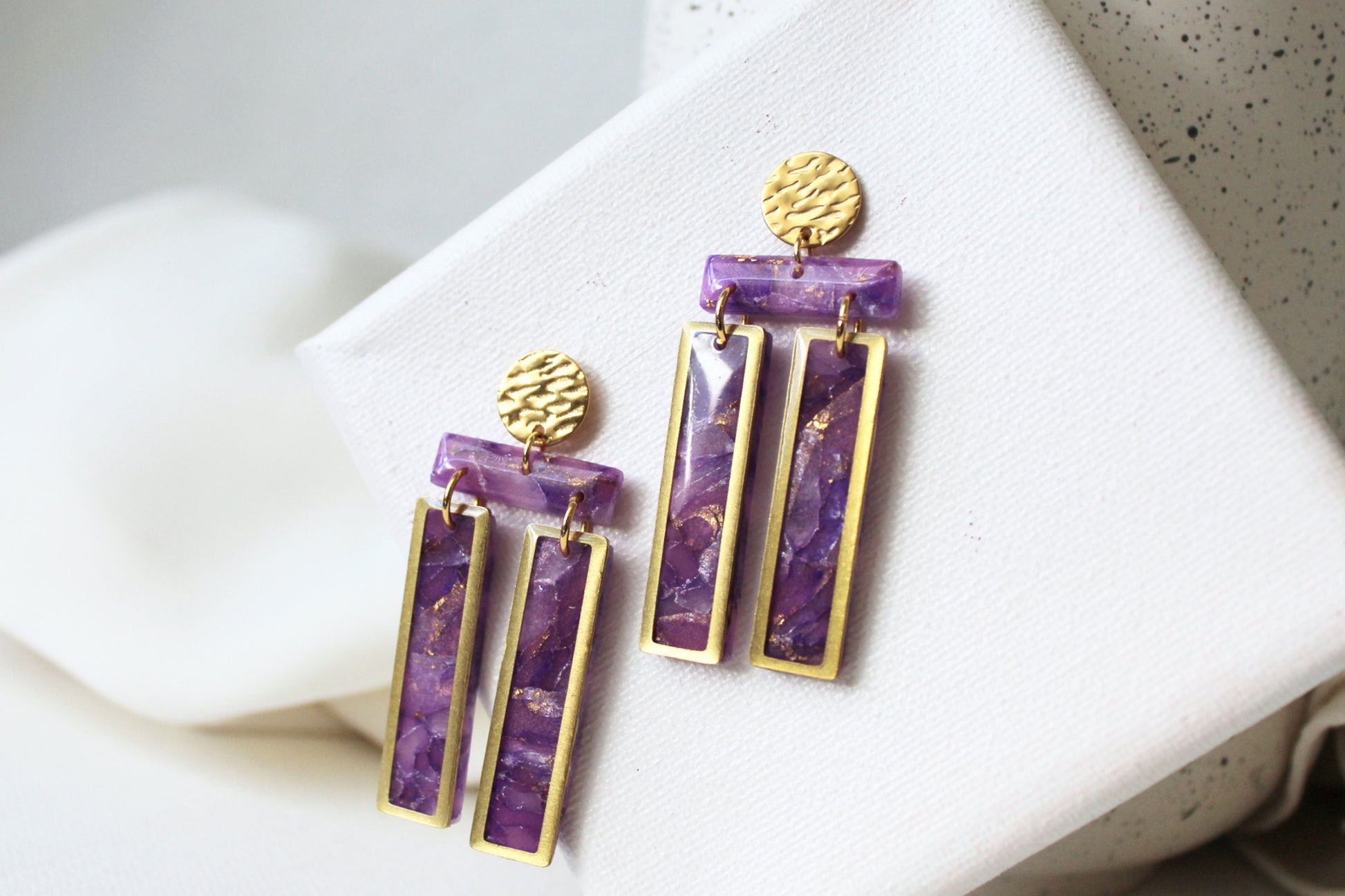 Abstract Geometric Earrings, Geometric Earrings, Statement Earrings, Faux Stone, Polymer Clay Earrings, Polymer Clay Earrings Boho, Handmade