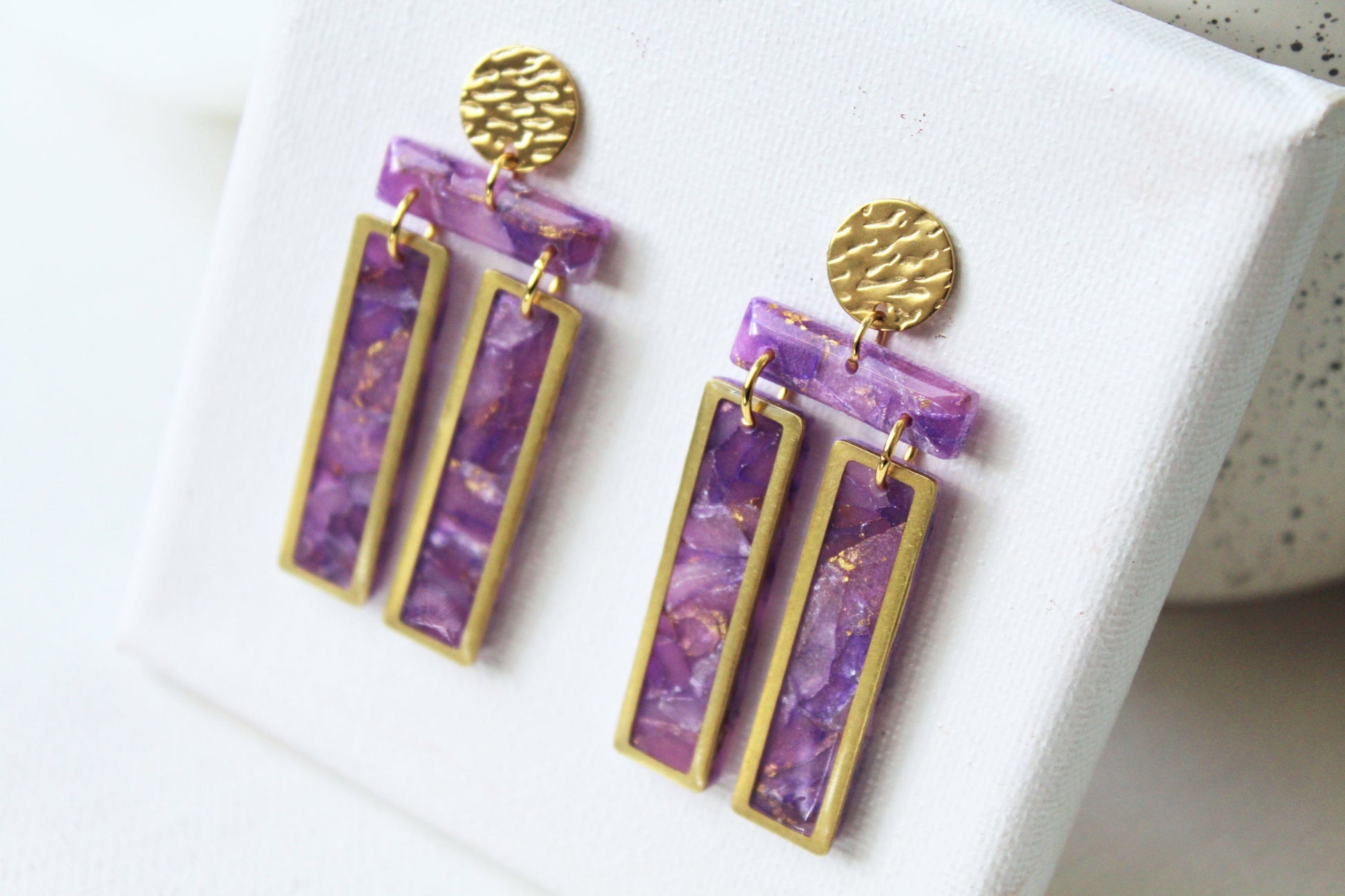 Abstract Geometric Earrings, Geometric Earrings, Statement Earrings, Faux Stone, Polymer Clay Earrings, Polymer Clay Earrings Boho, Handmade