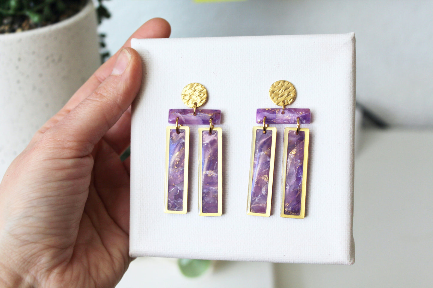 Abstract Geometric Earrings, Geometric Earrings, Statement Earrings, Faux Stone, Polymer Clay Earrings, Polymer Clay Earrings Boho, Handmade