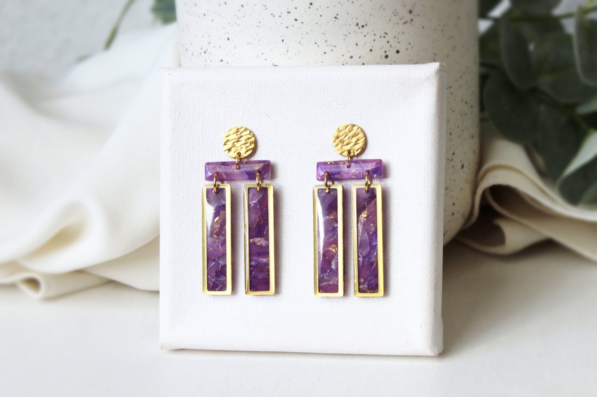 Abstract Geometric Earrings, Geometric Earrings, Statement Earrings, Faux Stone, Polymer Clay Earrings, Polymer Clay Earrings Boho, Handmade