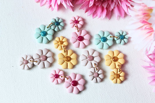 Flower Earrings, Spring Earrings, Polymer Clay Earrings, Clay Earrings, Summer Earrings, Cute Floral Earrings, Dangle Earrings, Handmade