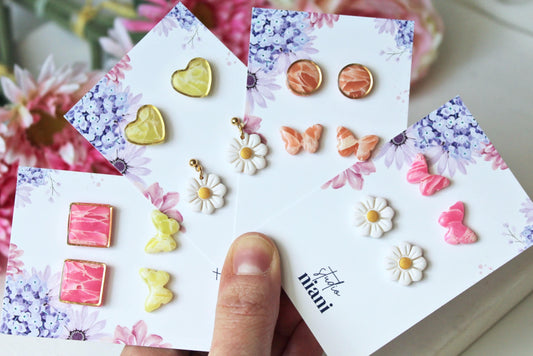 Earring Stud Pack, Daisy Stud Earrings, Butterfly Earrings, Elegant Studs, Polymer Clay Earrings, Spring Stud Earrings, Spring Earrings