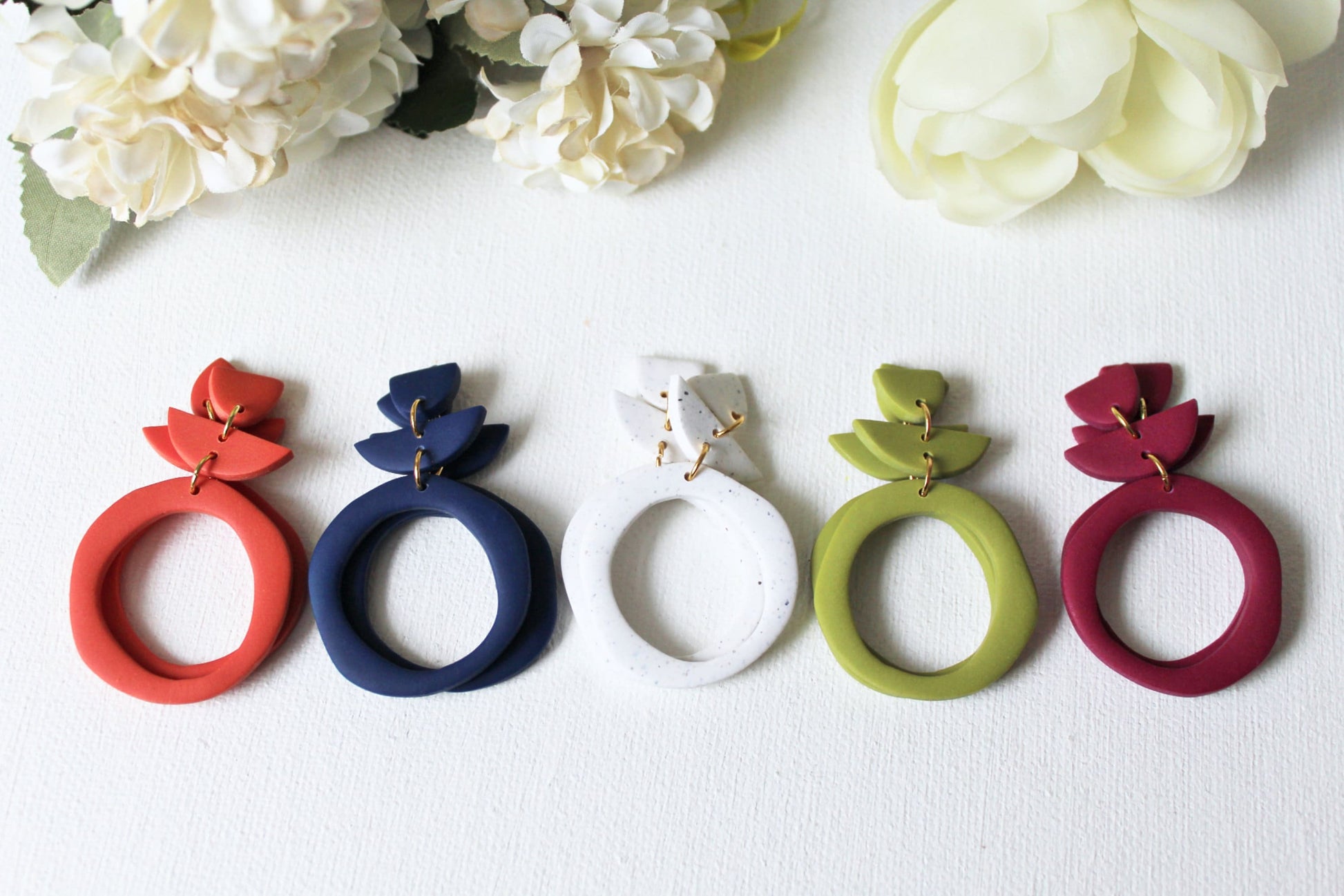 Dangle Statement Earrings, Statement Earrings, Polymer Clay Earrings, Boho Earrings, Geometric, Modern  Earrings, Minimalist, Handmade