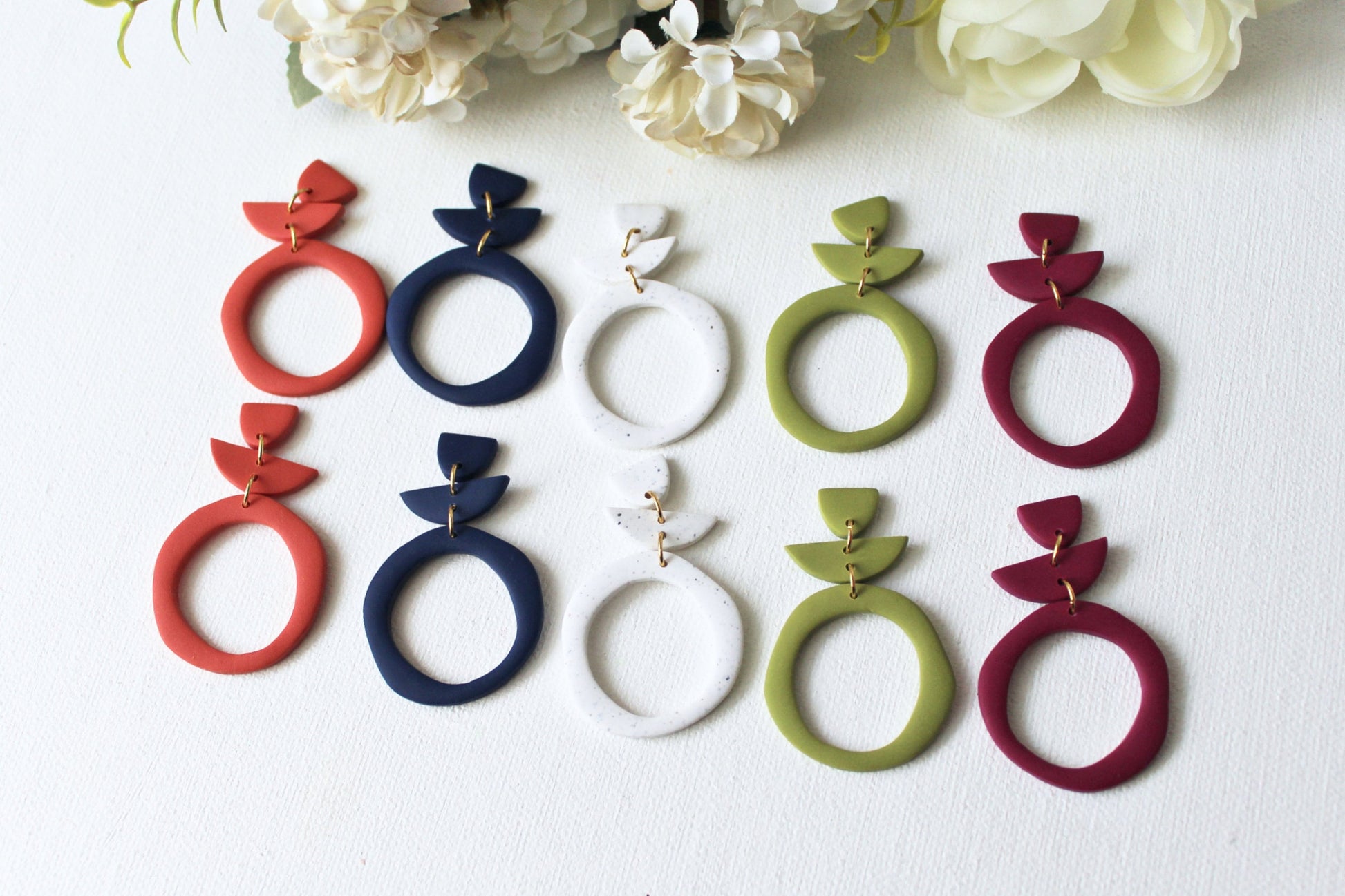 Dangle Statement Earrings, Statement Earrings, Polymer Clay Earrings, Boho Earrings, Geometric, Modern  Earrings, Minimalist, Handmade