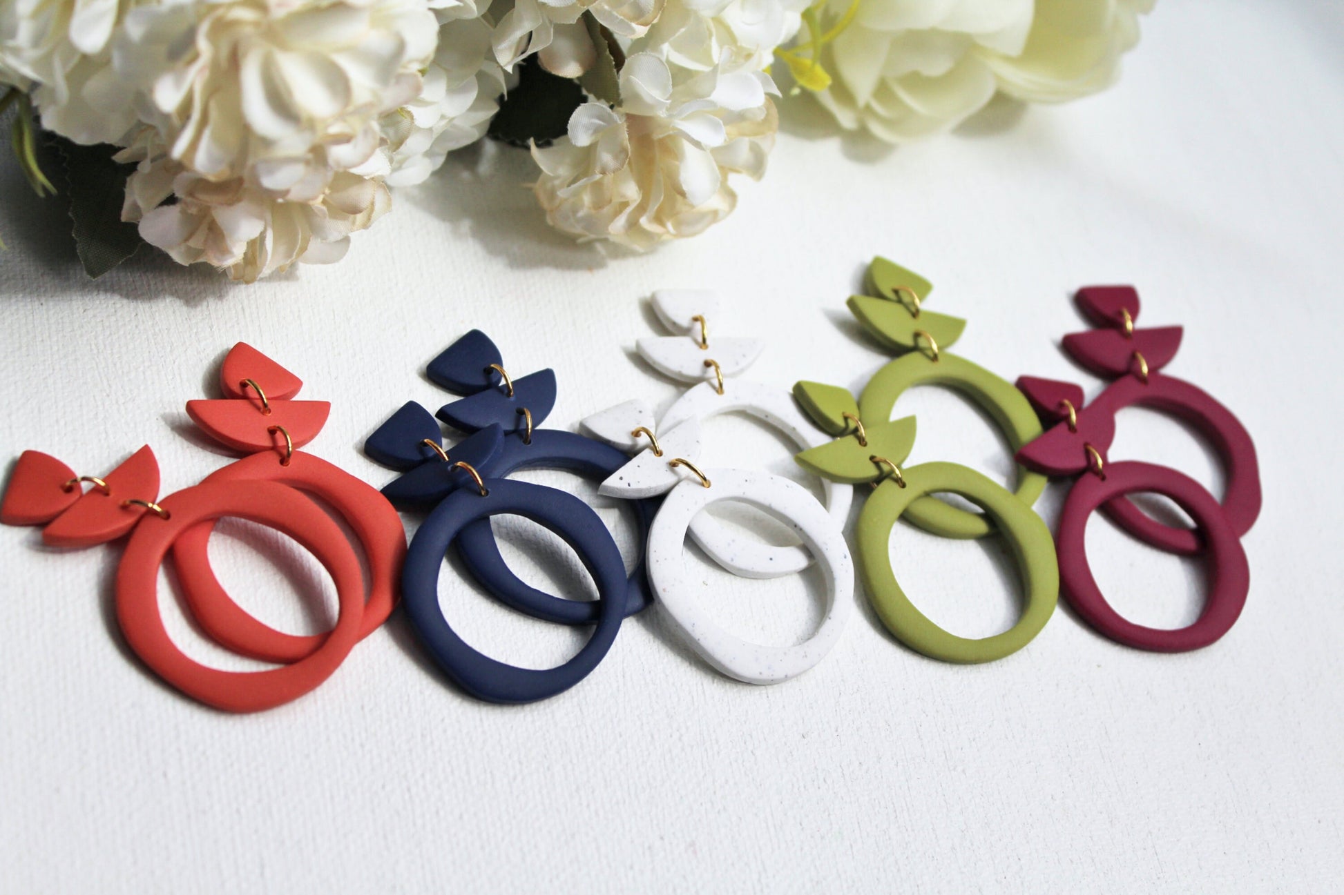 Dangle Statement Earrings, Statement Earrings, Polymer Clay Earrings, Boho Earrings, Geometric, Modern  Earrings, Minimalist, Handmade