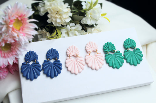 Shell Earrings, Polymer Clay Earrings, Statement Earrings, Clay Earrings, Elegant Earrings, Handmade, Gift, Dandle Earrings, Modern Earrings