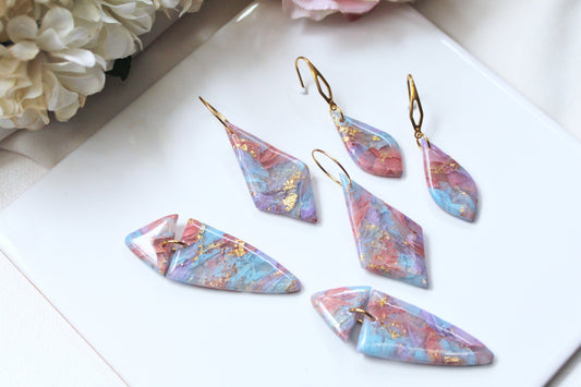 Statement Earrings, Modern Dangle Earrings, Teardrop Earrings, Clay Marble Earrings, Polymer Clay Earrings, Faux Stone, Handmade earrings