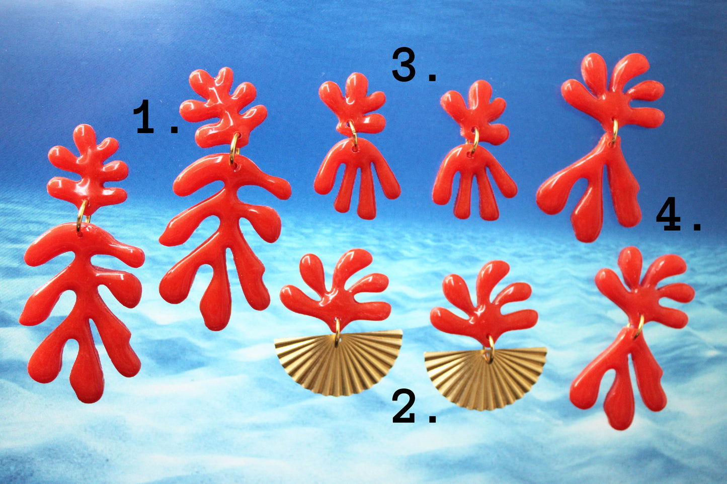 Coral Earrings, Polymer Clay Earrings, Statement Earrings, Coral Earrings Dangle, Clay Earrings, Elegant Earrings, Coral Red, Handmade