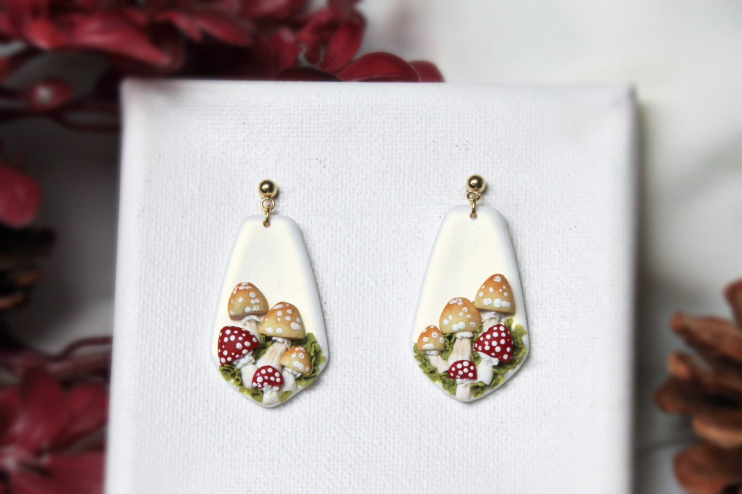 Mushroom Earrings, Autumn Earrings, Polymer Clay Earrings, Statement Earring, Mushroom, Earrings, Hand Sculpted, Fall Jewelry, Handmade,Gift