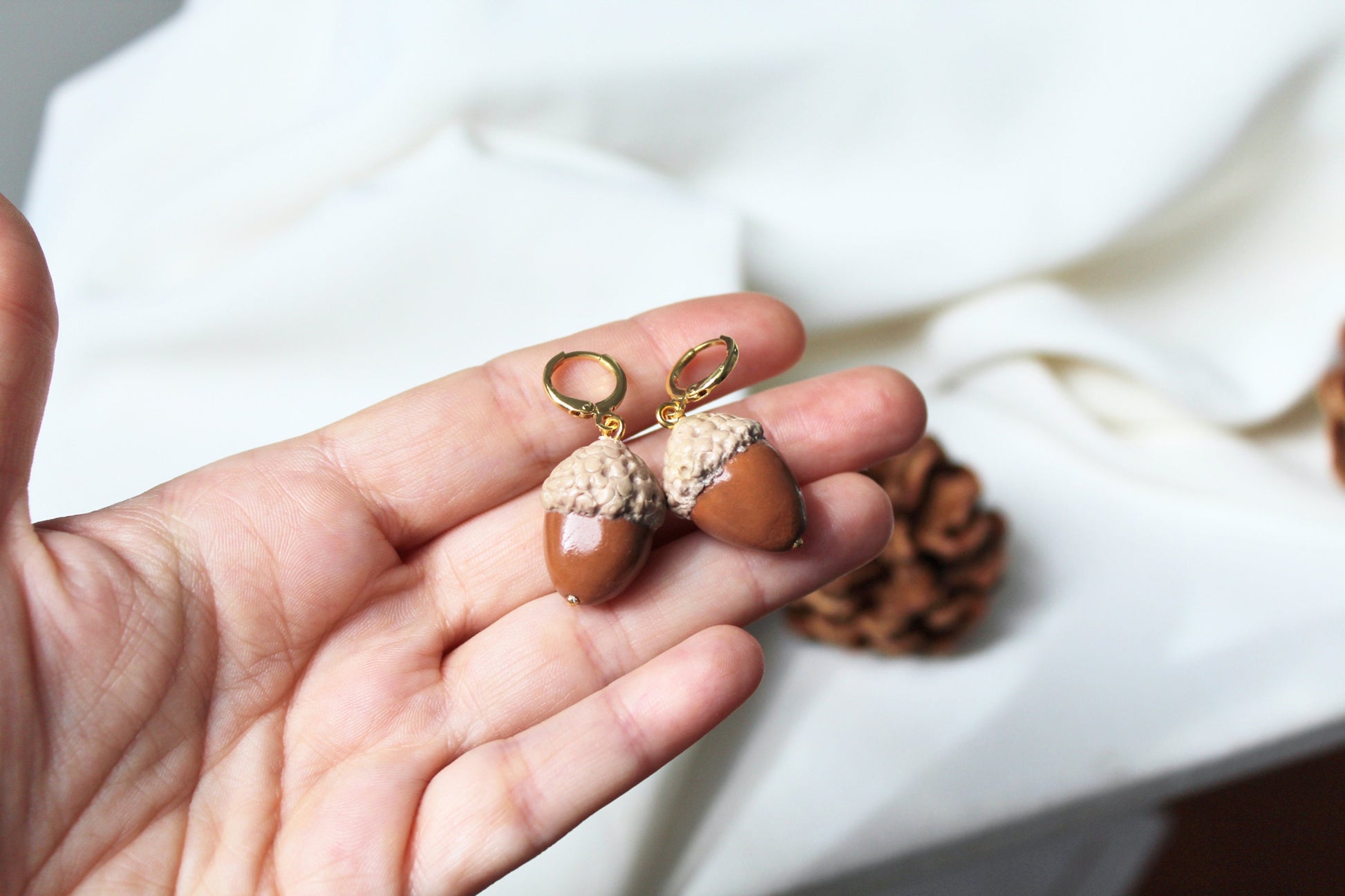 Acorn Earrings, Polymer Clay Earrings, Autumn Earrings, Nature Lover Gift, Fall Earrings, Clay Earrings, Handmade, Acorn Earrings Realistic