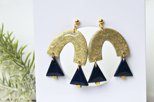 Christmas Earrings, Polymer Clay Earrings, Christmas Tree Earrings, Statement Earrings, Glitter Earrings, Elegant Earrings, Handmade, Gift