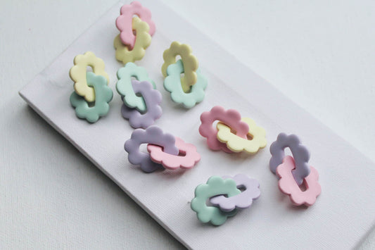 Chain Earrings, Polymer Clay Earrings, Flower Chain Earrings, Link Earrings, Statement Earrings, Aesthetic Earrings,Pastel Earrings,Handmade